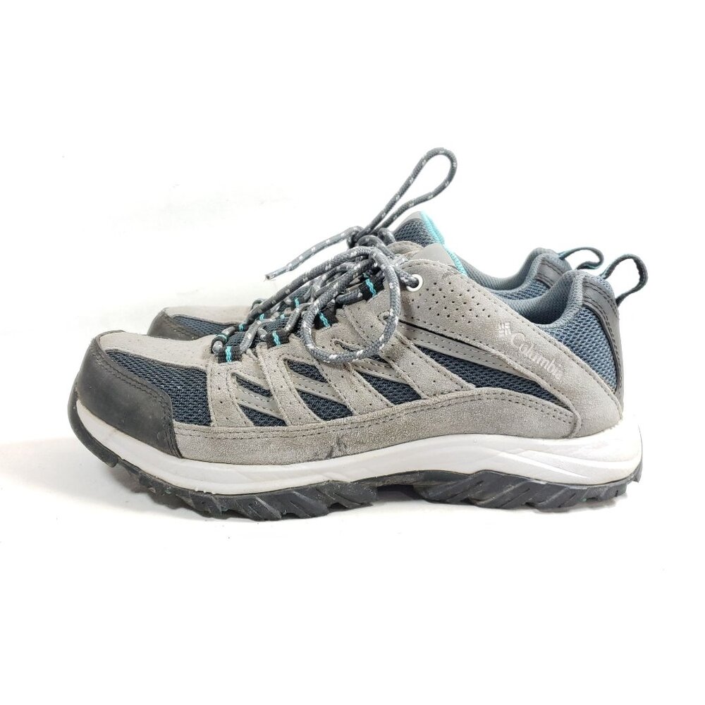 Columbia Womens Size 9 Hiking Trail Shoes Gray Suede Blue Mesh Lightweight - Picture 3 of 9